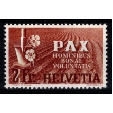 PAX enkeltmærke - 1945 Schweiz - 2 fr. brun - AFA 458 - Postfrisk.